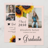 Gouden zonnebloemen PHOTO Collage graduparty Kaart (Voorkant / Achterkant)