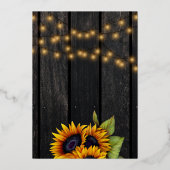 gouden zonnebloemen, plattelandshout folie uitnodiging (Achterkant)