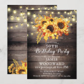 Gouden zonnebloemen Rustic Wood 50th Birthday Part Kaart (Voorkant / Achterkant)