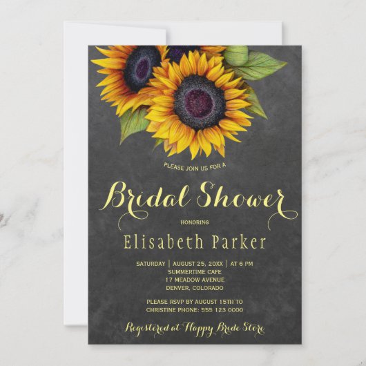 Gouden zonnebloemen rustiek chic vrijgezellenfeest kaart (Voorkant)