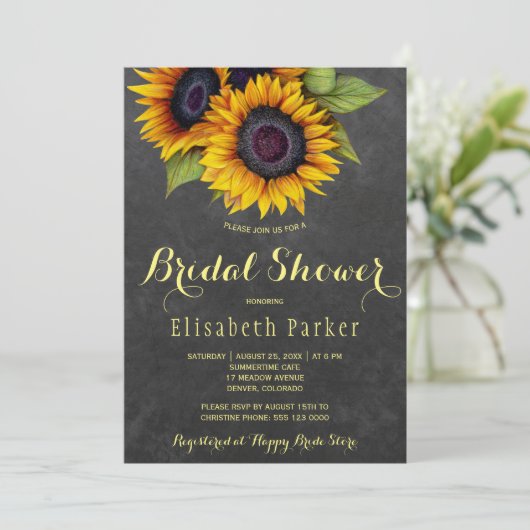 Gouden zonnebloemen rustiek chic vrijgezellenfeest kaart (Staand voorkant)