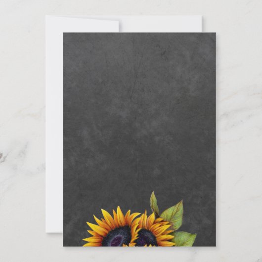 Gouden zonnebloemen rustiek chic vrijgezellenfeest kaart (Achterkant)