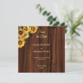 Gouden Zonnebloemen rustiek Save the Date Uitnodig (Staand voorkant)