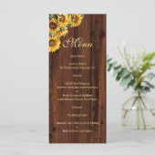 Gouden zonnebloemen rustieke bloemige Menu (Staand voorkant)