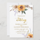 Gouden Zonnebloemen Rustieke Daisies Herfst Bloeme Kaart (Voorkant)