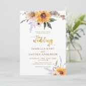 Gouden Zonnebloemen Rustieke Daisies Herfst Bloeme Kaart (Staand voorkant)