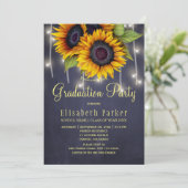 Gouden zonnebloemen rustieke lichten graduatie par kaart (Staand voorkant)