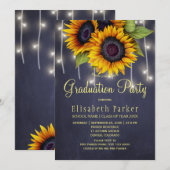 Gouden zonnebloemen rustieke lichten graduatie par kaart (Voorkant / Achterkant)