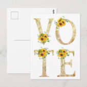 Gouden Zonnebloemen Stemmen Briefkaart (Voorkant / Achterkant)