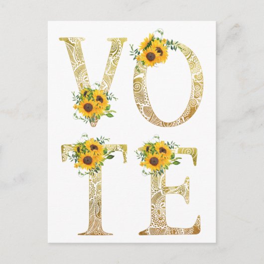 Gouden Zonnebloemen Stemmen Briefkaart (Voorkant)