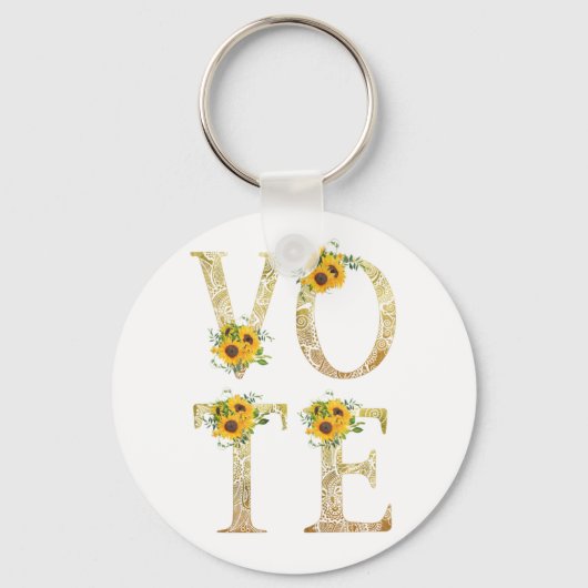 Gouden Zonnebloemen Stemmen Sleutelhanger (Voorkant)