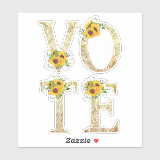 Gouden Zonnebloemen Stemmen Sticker (Vel)