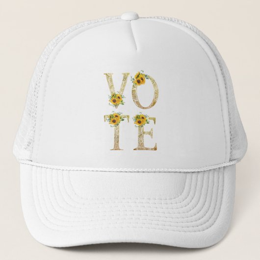Gouden Zonnebloemen Stemmen Trucker Pet (Voorkant)