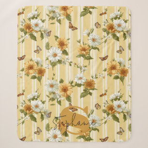 Gouden Zonnebloemen & Vlinders Tuinstreep Sherpa Deken