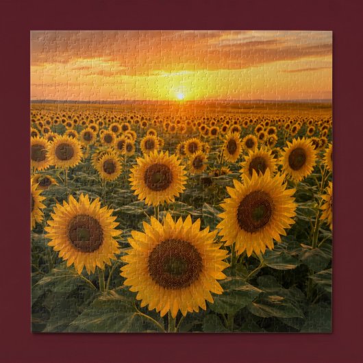 Gouden Zonnebloemveld bij Zonsondergang Legpuzzel