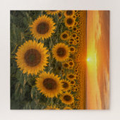Gouden Zonnebloemveld bij Zonsondergang Legpuzzel (Horizontaal)