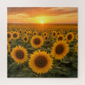 Gouden Zonnebloemveld bij Zonsondergang Legpuzzel (Verticaal)