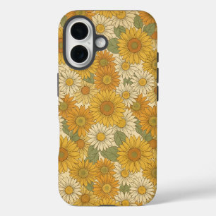 Gouden Zonnebloemwei Warme Vintage Bloemen iPhone 16 Hoesje