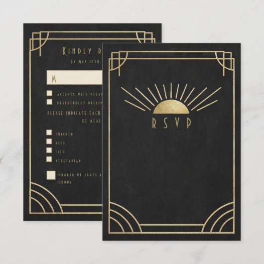 Gouden Zonnebruiloft RSVP Kaartje (Voorkant / Achterkant)
