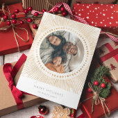 Gouden Zonneburst Frame Art Deco Foto Feestdagenkaart