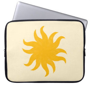 Gouden Zonneburst Motief Laptop Hoes