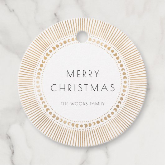 Gouden zonnestraal lijst art deco Vrolijk kerstfee Bedankjes Labels (Voorkant)