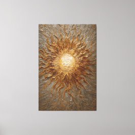 Gouden Zonneuitbarsting Stralende Getextureerde Ab Canvas Afdruk