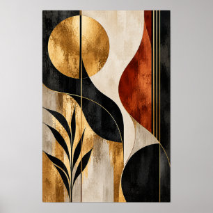Gouden Zonnewende Botanische Geometrische Wandkuns Poster