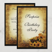 Gouden zonnige bloemen en vlinders Verrassingsdag Kaart (Voorkant / Achterkant)