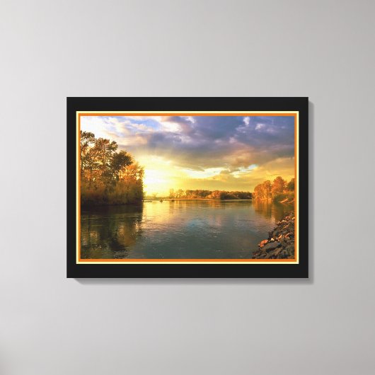 Gouden Zonnige Rivier Canvas Print (Voorkant)