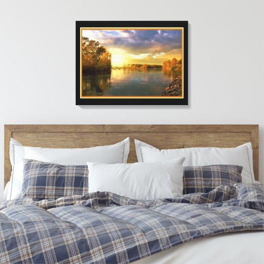 Gouden Zonnige Rivier Canvasprint Canvas Afdruk (Insitu (Slaapkamer))