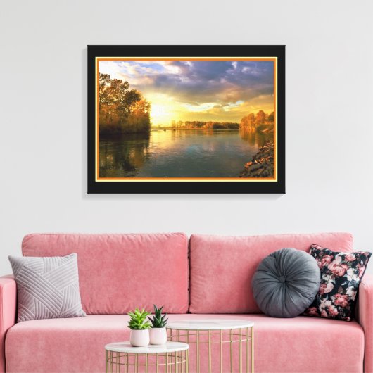 Gouden Zonnige Rivier Canvasprint Canvas Afdruk (Insitu (Woonkamer))