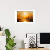 Gouden Zonsondergang Abstract Landschap Muurkunst Poster (Thuiskantoor)