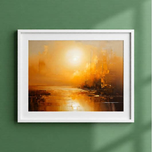 Gouden Zonsondergang Abstract Landschap Muurkunst Poster