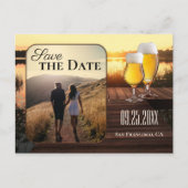 Gouden Zonsondergang Bier Save the Date Foto Ansic Aankondigingskaart (Voorkant)