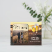 Gouden Zonsondergang Bier Save the Date Foto Ansic Aankondigingskaart (Staand voorkant)
