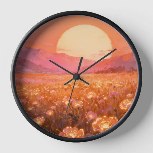 Gouden Zonsondergang Bloem Wandschijf (Voorkant)