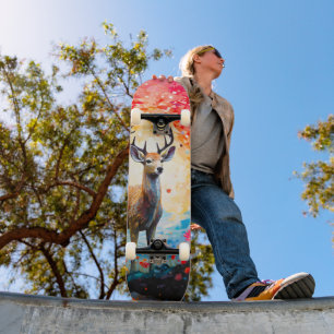 Gouden Zonsondergang Bloemrijke Herfst Bos Herten Persoonlijk Skateboard