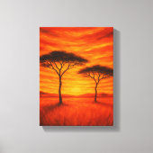 Gouden zonsondergang boven Afrikaanse bomen Canvas Afdruk (Voorkant)