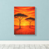 Gouden zonsondergang boven Afrikaanse bomen Canvas Afdruk (Insitu (Houten vloer))