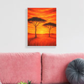 Gouden zonsondergang boven Afrikaanse bomen Canvas Afdruk (Insitu (Woonkamer))