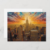 Gouden zonsondergang boven de skyline van New York Briefkaart (Voorkant / Achterkant)