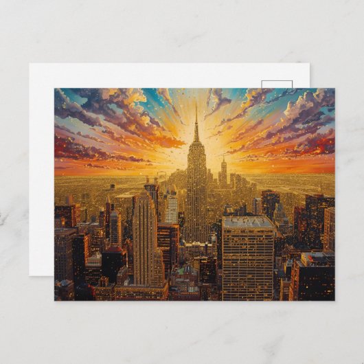 Gouden zonsondergang boven de skyline van New York Briefkaart (Voorkant / Achterkant)