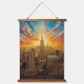 Gouden zonsondergang boven de skyline van New York Hangend Wandkleed (Voorkant)