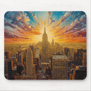 Gouden zonsondergang boven de skyline van New York Muismat