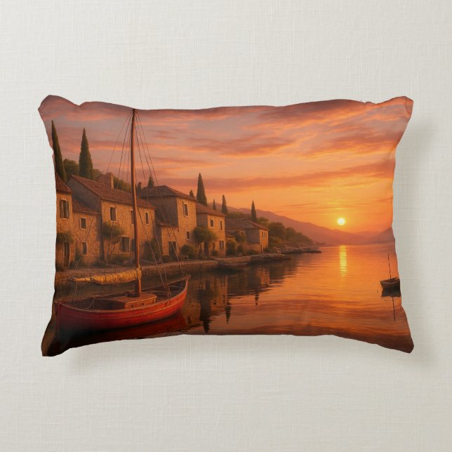 Gouden zonsondergang boven het kustdorp accent kussen (Voorkant)