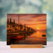 Gouden zonsondergang boven het kustdorp acryl bord (Neutraal)