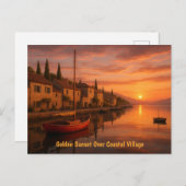 Gouden zonsondergang boven het kustdorp briefkaart (Voorkant / Achterkant)
