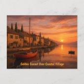 Gouden zonsondergang boven het kustdorp briefkaart (Voorkant)