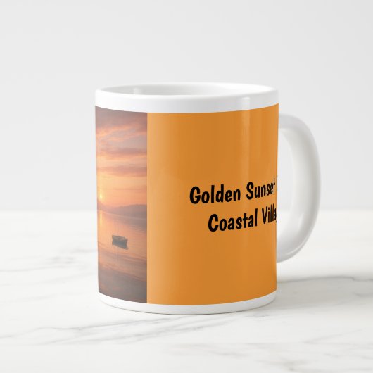 Gouden zonsondergang boven het kustdorp grote koffiekop (Voorkant rechts)